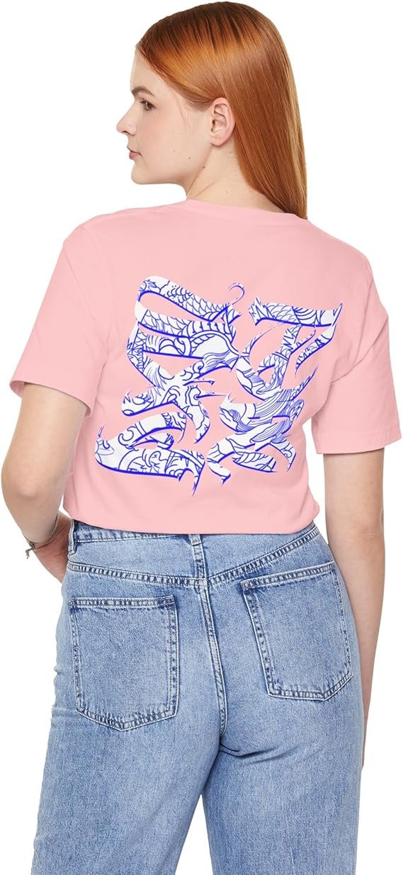 Unisex Graphic T-Shirt Abstract Line Art Design, Soft Cotton Short Sleeve Tee - Image 2